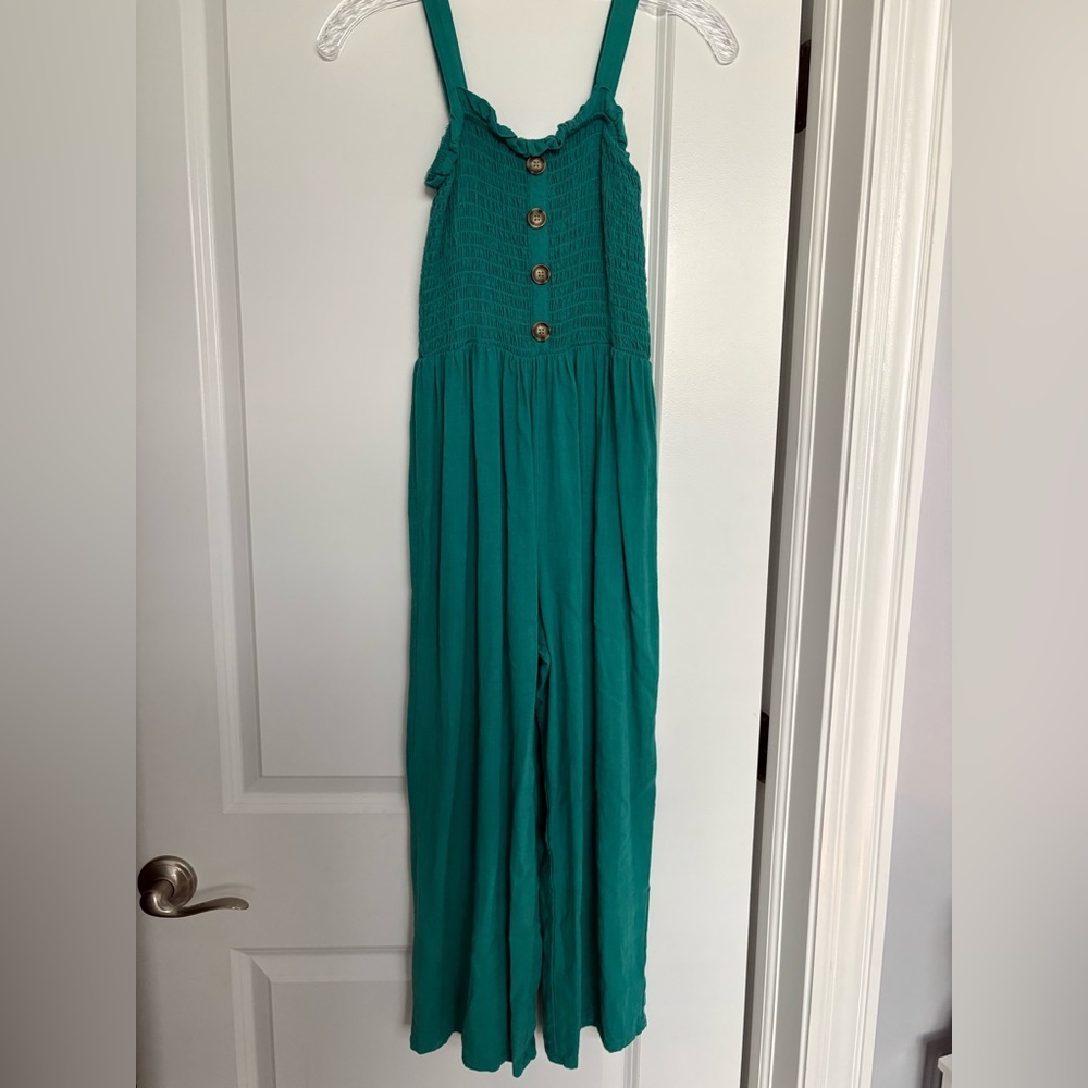 Art Class Teal Textured Jumpsuit